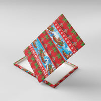 Hawaii Mele Kalikimaka Canvas Wall Art Outrigger Canoe Santa Festive Palm Seamless LT14 With Frame Red - Polynesian Pride