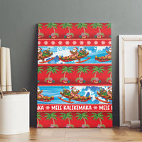 Hawaii Mele Kalikimaka Canvas Wall Art Outrigger Canoe Santa Festive Palm Seamless LT14 - Polynesian Pride
