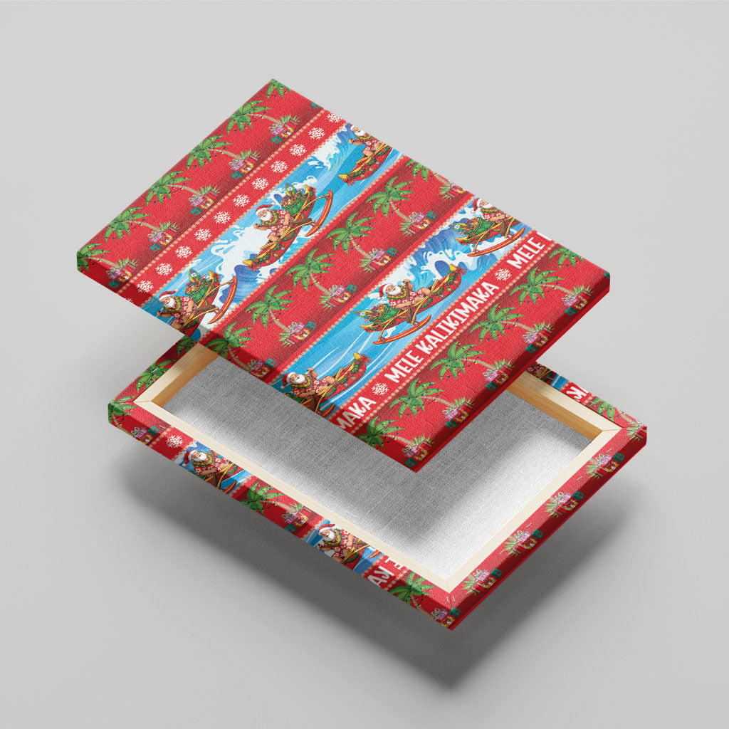 Hawaii Mele Kalikimaka Canvas Wall Art Outrigger Canoe Santa Festive Palm Seamless LT14 - Polynesian Pride