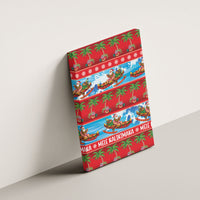 Hawaii Mele Kalikimaka Canvas Wall Art Outrigger Canoe Santa Festive Palm Seamless LT14 - Polynesian Pride