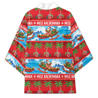 Hawaii Mele Kalikimaka Kimono Outrigger Canoe Santa Festive Palm Seamless LT14 - Polynesian Pride