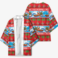 Hawaii Mele Kalikimaka Kimono Outrigger Canoe Santa Festive Palm Seamless LT14 - Polynesian Pride
