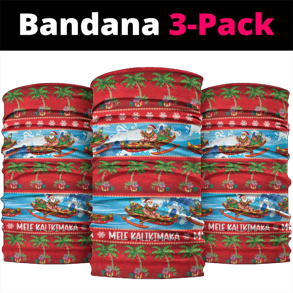 Hawaii Mele Kalikimaka Neck Gaiter Outrigger Canoe Santa Festive Palm Seamless LT14 package One Size: 25*50cm Red - Polynesian Pride