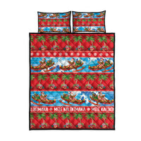 Hawaii Mele Kalikimaka Quilt Bed Set Outrigger Canoe Santa Festive Palm Seamless LT14 - Polynesian Pride