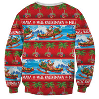 Hawaii Mele Kalikimaka Sweatshirt Outrigger Canoe Santa Festive Palm Seamless LT14 - Polynesian Pride