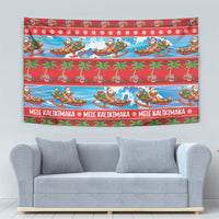 Hawaii Mele Kalikimaka Tapestry Outrigger Canoe Santa Festive Palm Seamless LT14 - Polynesian Pride