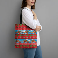 Hawaii Mele Kalikimaka Tote Bag Outrigger Canoe Santa Festive Palm Seamless LT14 - Polynesian Pride