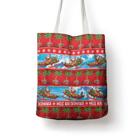 Hawaii Mele Kalikimaka Tote Bag Outrigger Canoe Santa Festive Palm Seamless LT14 - Polynesian Pride
