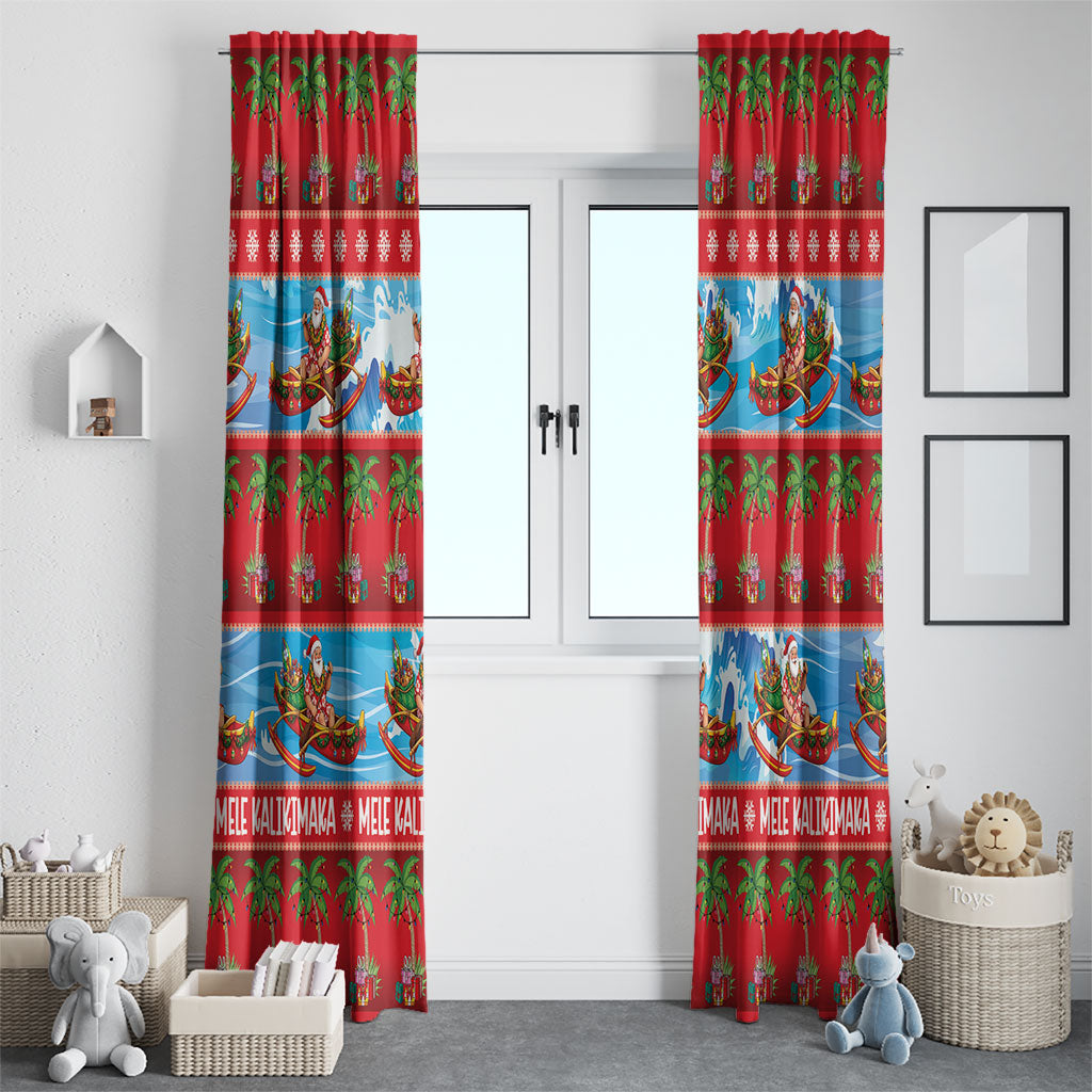 Hawaii Mele Kalikimaka Window Curtain Outrigger Canoe Santa Festive Palm Seamless LT14 - Polynesian Pride