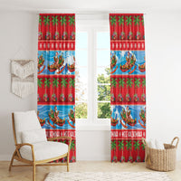 Hawaii Mele Kalikimaka Window Curtain Outrigger Canoe Santa Festive Palm Seamless LT14 - Polynesian Pride