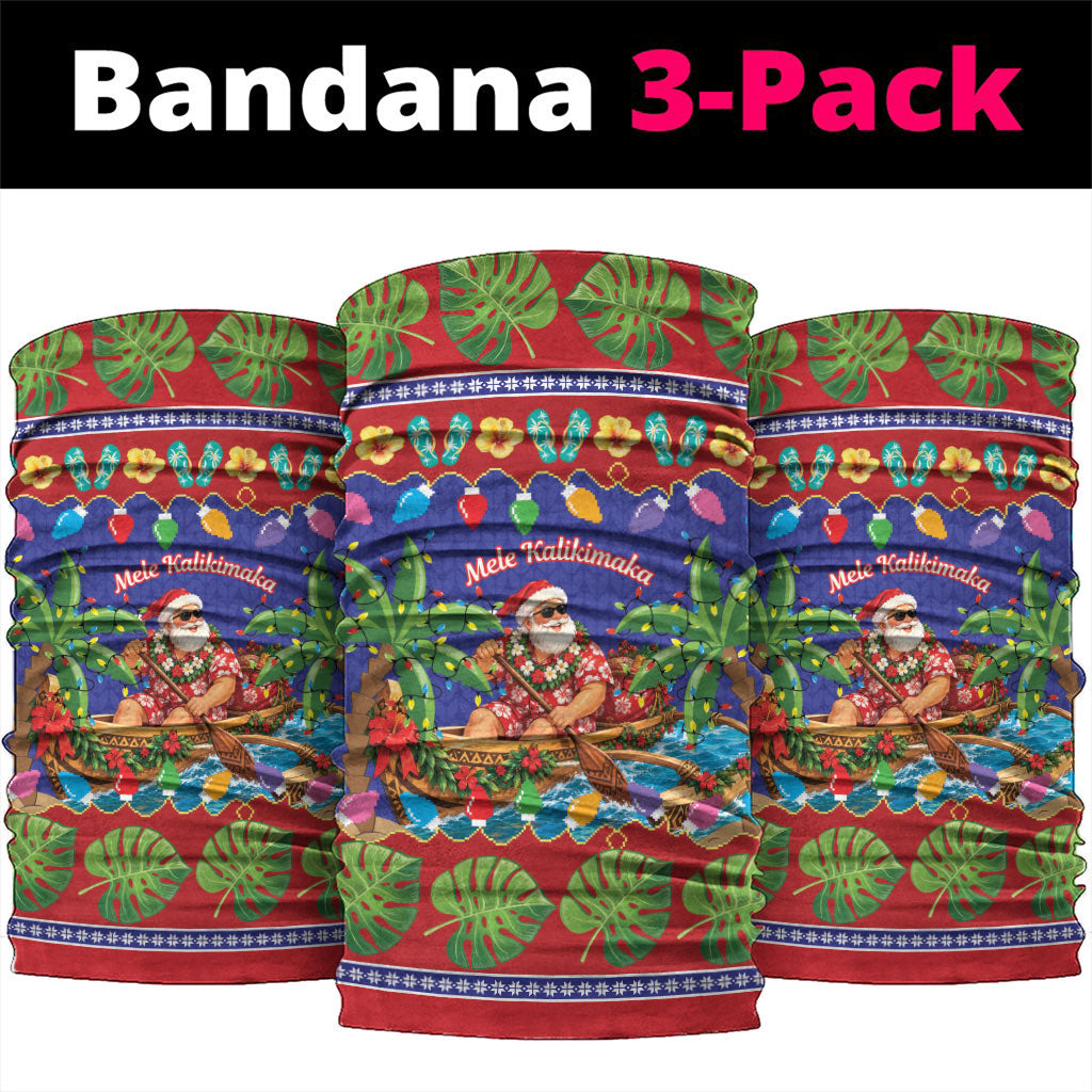 Santa Claus In Outrigger Canoe Hawaii Christmas Neck Gaiter Mele Kalikimaka Hawaiian Tropical Vibes LT14 package One Size: 25*50cm Blue - Polynesian Pride