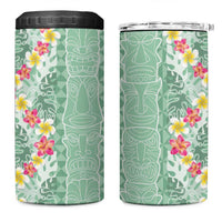 Menthol Green Aloha Hawaii Tiki 4 in 1 Can Cooler Tumbler Tropical Plumeria - Seamless Style