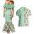 Menthol Green Aloha Hawaii Tiki Couples Matching Mermaid Dress and Hawaiian Shirt Tropical Plumeria - Seamless Style