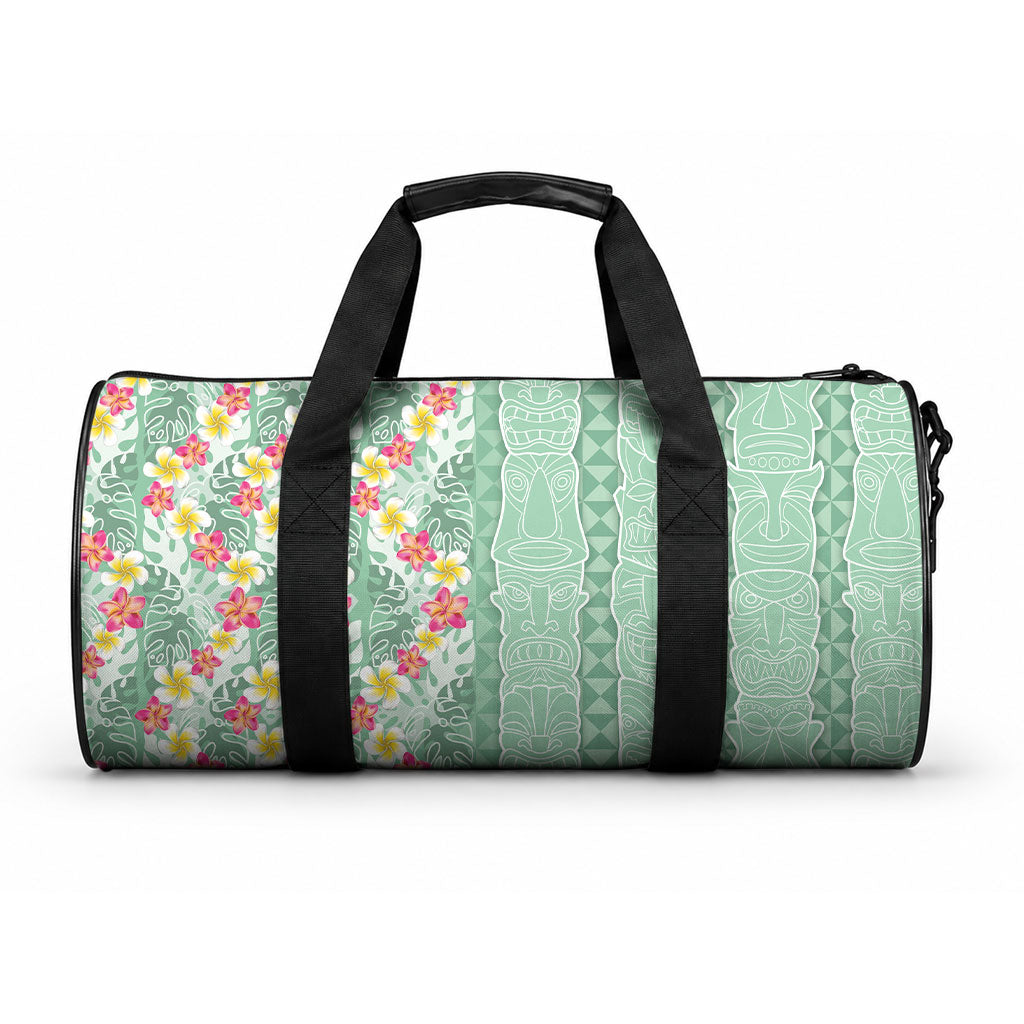 Menthol Green Aloha Hawaii Tiki Duffle Bag Tropical Plumeria - Seamless Style LT14 One size Green - Polynesian Pride