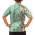 Menthol Green Aloha Hawaii Tiki Family Matching Puletasi and Hawaiian Shirt Tropical Plumeria - Seamless Style