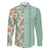 Menthol Green Aloha Hawaii Tiki Family Matching Puletasi and Hawaiian Shirt Tropical Plumeria - Seamless Style