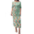 Menthol Green Aloha Hawaii Tiki Family Matching Puletasi and Hawaiian Shirt Tropical Plumeria - Seamless Style