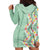 Menthol Green Aloha Hawaii Tiki Hoodie Dress Tropical Plumeria - Seamless Style