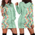 Menthol Green Aloha Hawaii Tiki Hoodie Dress Tropical Plumeria - Seamless Style