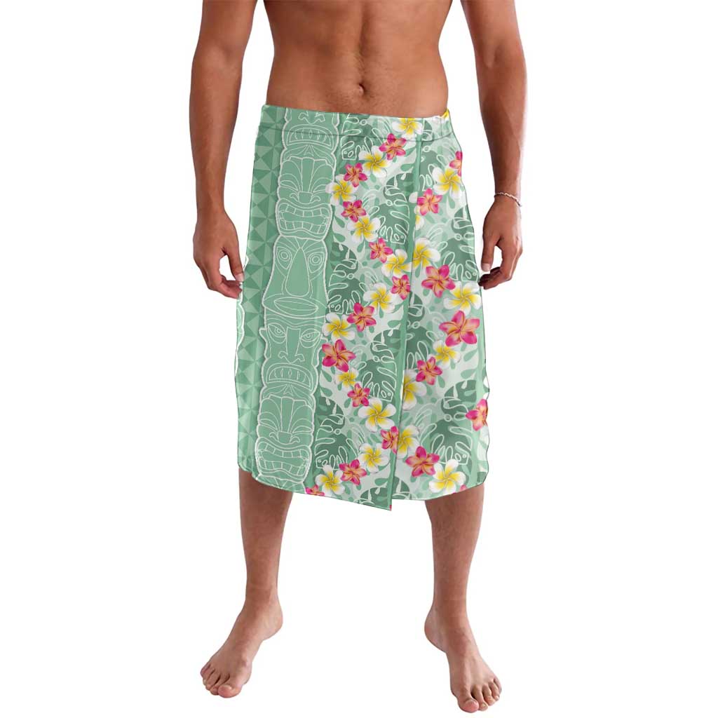 Menthol Green Aloha Hawaii Tiki Lavalava Tropical Plumeria - Seamless Style