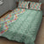 Menthol Green Aloha Hawaii Tiki Quilt Bed Set Tropical Plumeria - Seamless Style