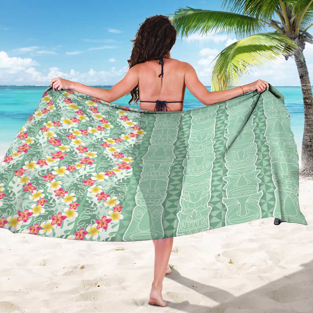 Menthol Green Aloha Hawaii Tiki Sarong Tropical Plumeria - Seamless Style