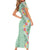 Menthol Green Aloha Hawaii Tiki Short Sleeve Bodycon Dress Tropical Plumeria - Seamless Style