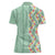 Menthol Green Aloha Hawaii Tiki Women Polo Shirt Tropical Plumeria - Seamless Style