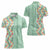 Menthol Green Aloha Hawaii Tiki Women Polo Shirt Tropical Plumeria - Seamless Style