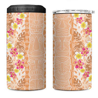 Orange Chiffon Aloha Hawaii Tiki 4 in 1 Can Cooler Tumbler Tropical Plumeria - Seamless Style