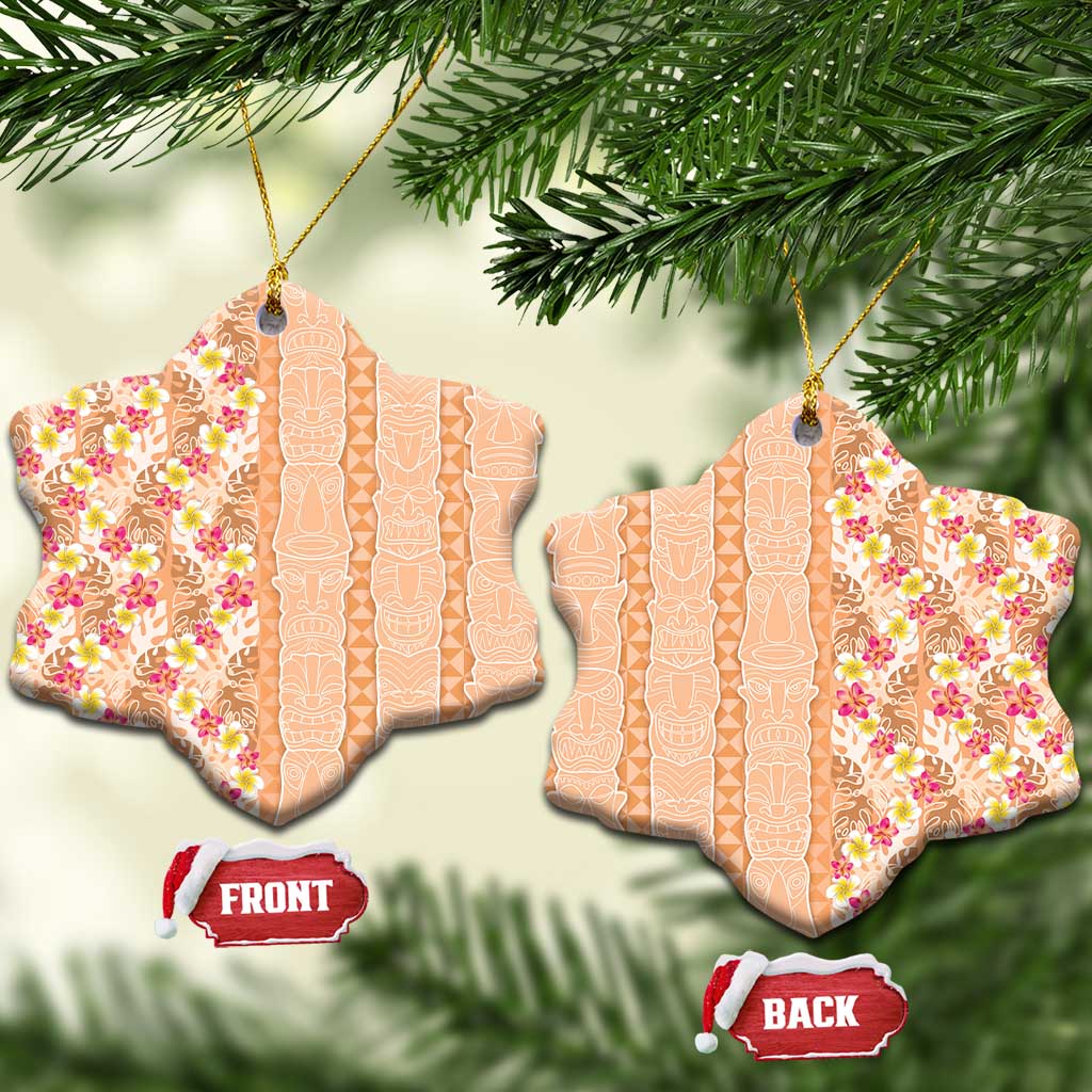 Orange Chiffon Aloha Hawaii Tiki Ceramic Ornament Tropical Plumeria - Seamless Style