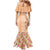 Orange Chiffon Aloha Hawaii Tiki Family Matching Mermaid Dress and Hawaiian Shirt Tropical Plumeria - Seamless Style