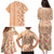 Orange Chiffon Aloha Hawaii Tiki Family Matching Puletasi and Hawaiian Shirt Tropical Plumeria - Seamless Style
