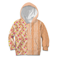 Orange Chiffon Aloha Hawaii Tiki Kid Hoodie Tropical Plumeria - Seamless Style