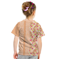 Orange Chiffon Aloha Hawaii Tiki Kid T Shirt Tropical Plumeria - Seamless Style