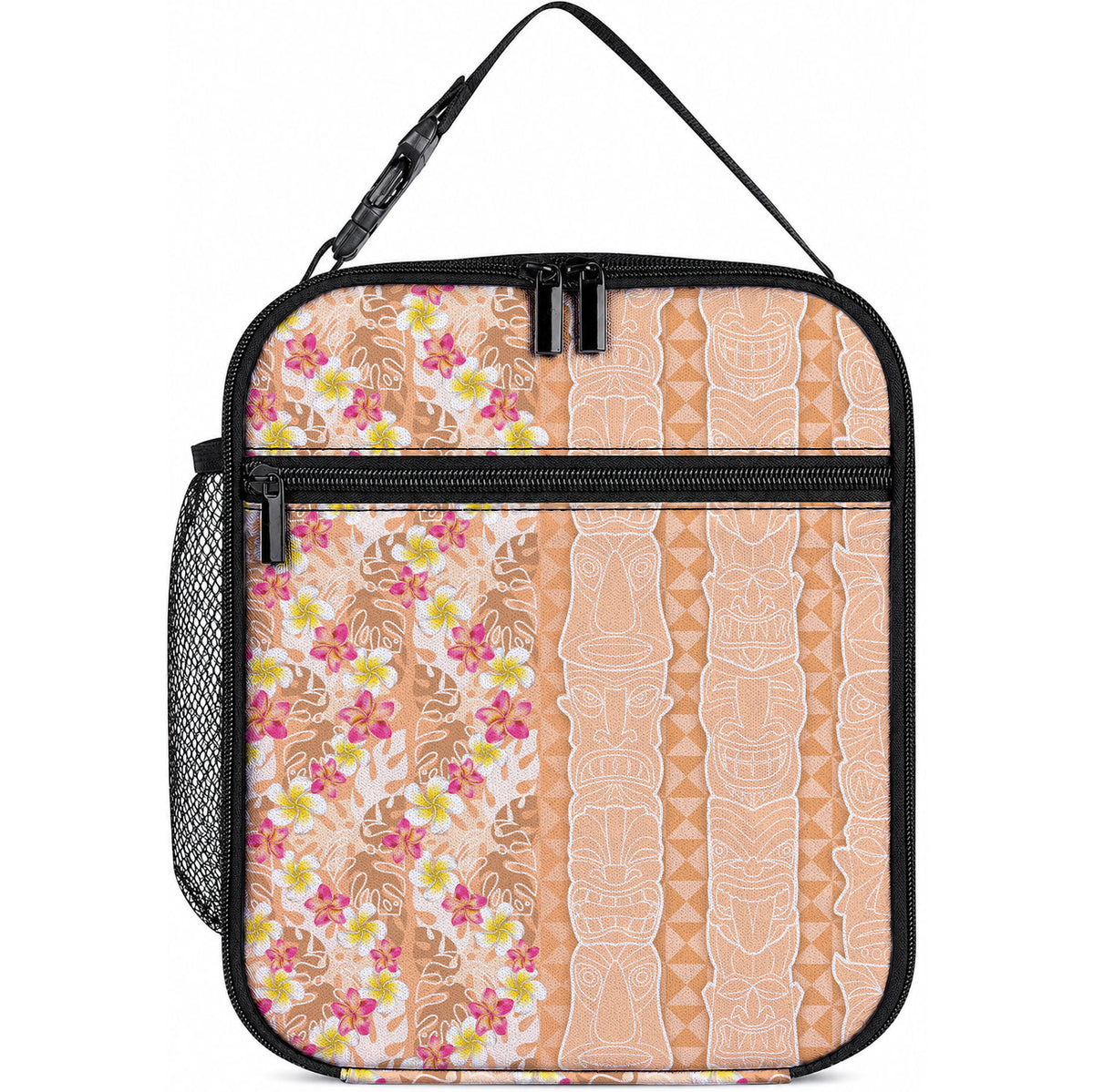 Orange Chiffon Aloha Hawaii Tiki Lunch Bag Tropical Plumeria - Seamless Style LT14 10.2 × 8.3 × 4.3 inch Orange - Polynesian Pride
