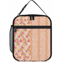 Orange Chiffon Aloha Hawaii Tiki Lunch Bag Tropical Plumeria - Seamless Style LT14 10.2 × 8.3 × 4.3 inch Orange - Polynesian Pride