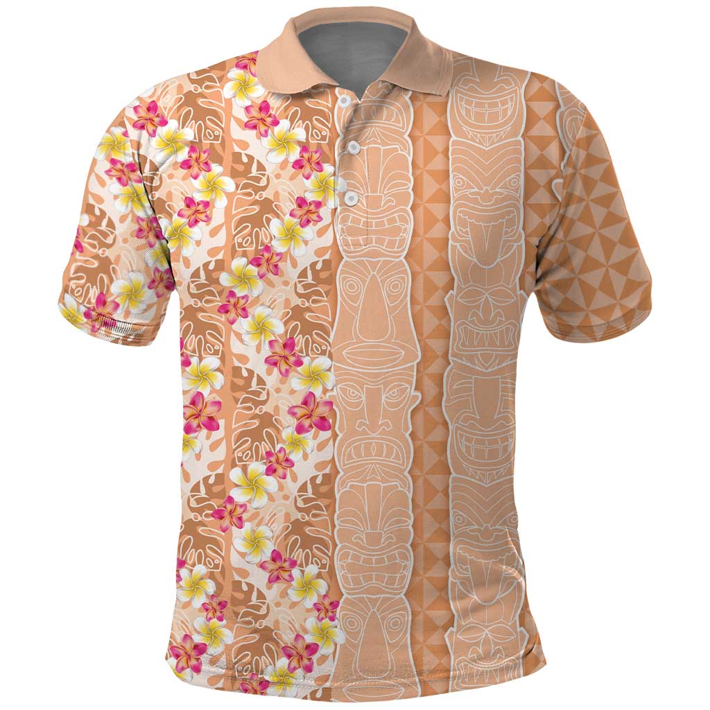 Orange Chiffon Aloha Hawaii Tiki Polo Shirt Tropical Plumeria - Seamless Style LT14 Orange - Polynesian Pride