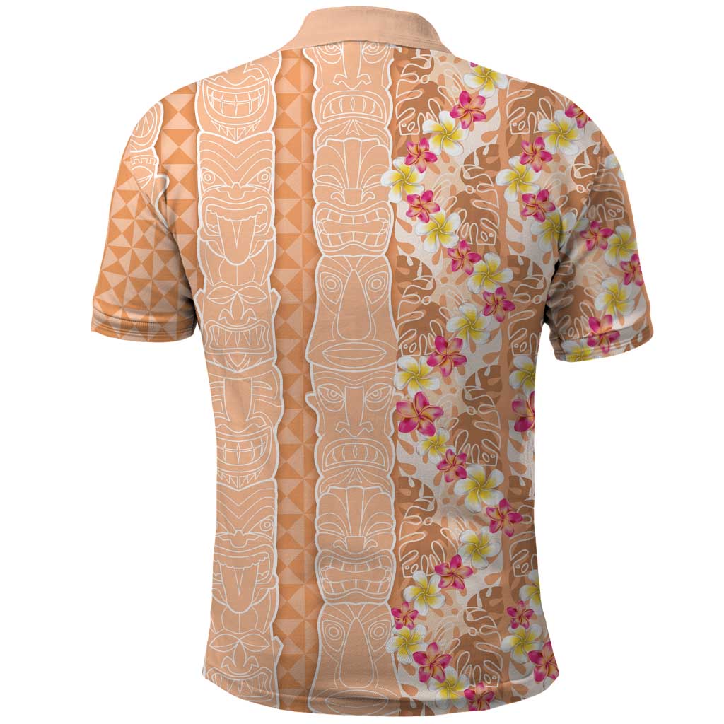 Orange Chiffon Aloha Hawaii Tiki Polo Shirt Tropical Plumeria - Seamless Style LT14 - Polynesian Pride