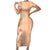 Orange Chiffon Aloha Hawaii Tiki Short Sleeve Bodycon Dress Tropical Plumeria - Seamless Style