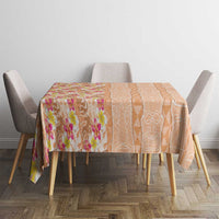 Orange Chiffon Aloha Hawaii Tiki Tablecloth Tropical Plumeria - Seamless Style