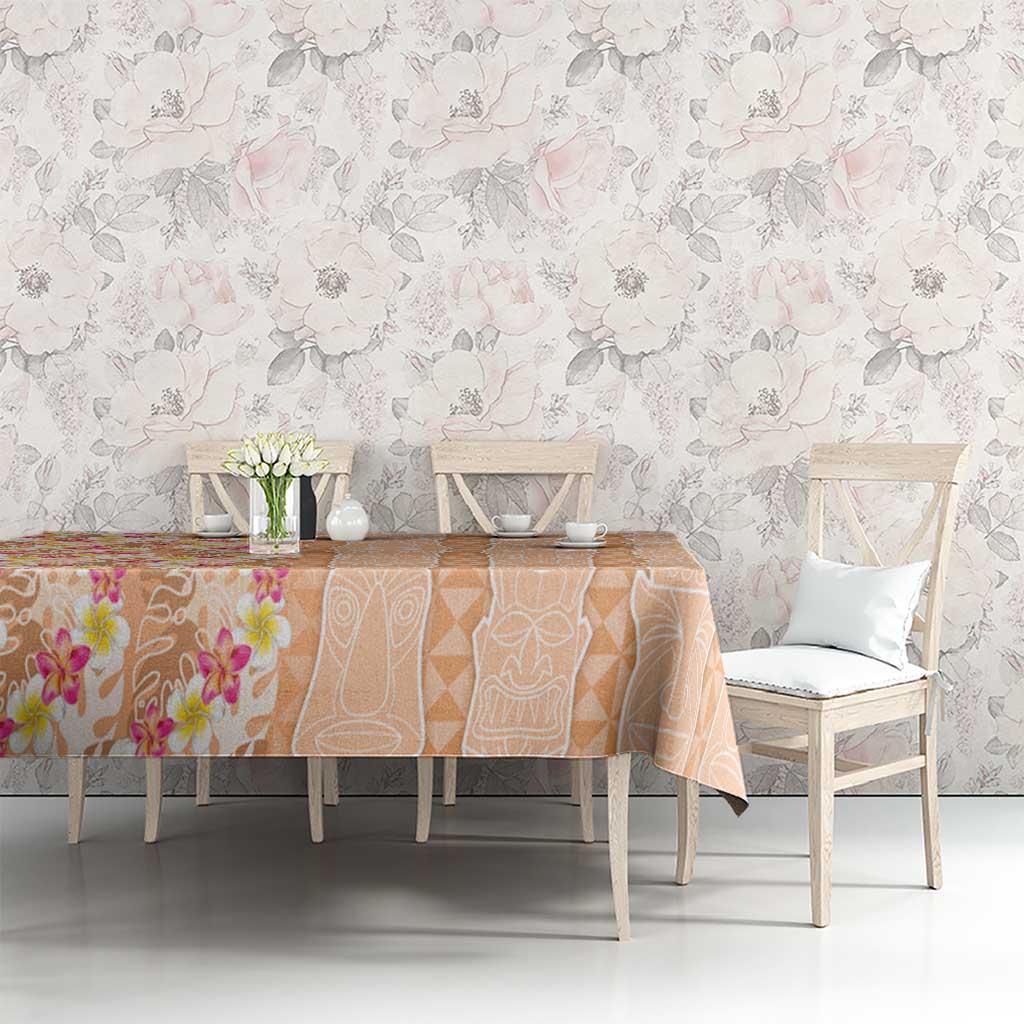 Orange Chiffon Aloha Hawaii Tiki Tablecloth Tropical Plumeria - Seamless Style