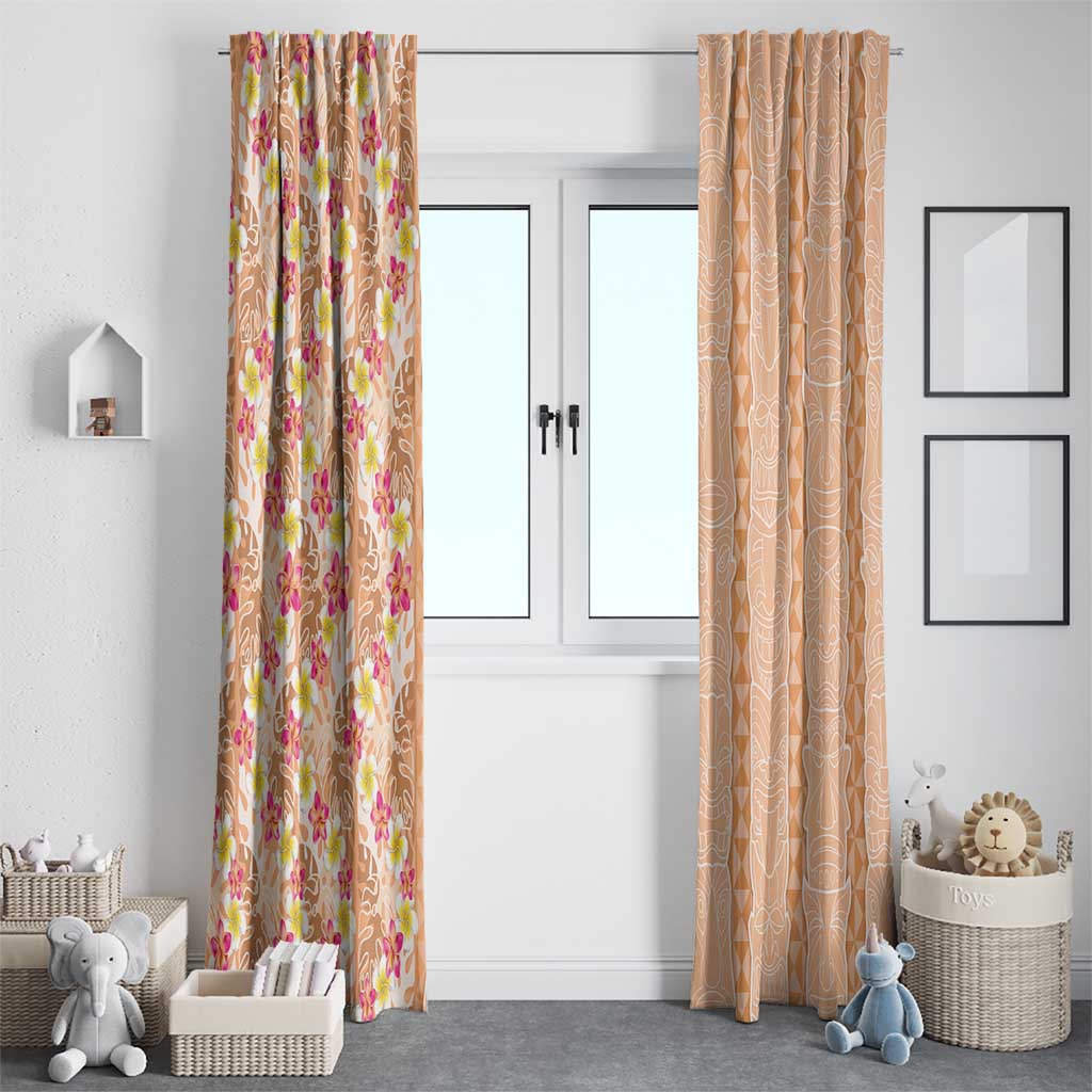 Orange Chiffon Aloha Hawaii Tiki Window Curtain Tropical Plumeria - Seamless Style