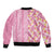 Pastel Magenta Aloha Hawaii Tiki Bomber Jacket Tropical Plumeria - Seamless Style