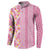 Pastel Magenta Aloha Hawaii Tiki Button Sweatshirt Tropical Plumeria - Seamless Style