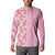 Pastel Magenta Aloha Hawaii Tiki Button Sweatshirt Tropical Plumeria - Seamless Style