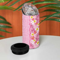Pastel Magenta Aloha Hawaii Tiki 4 in 1 Can Cooler Tumbler Tropical Plumeria - Seamless Style
