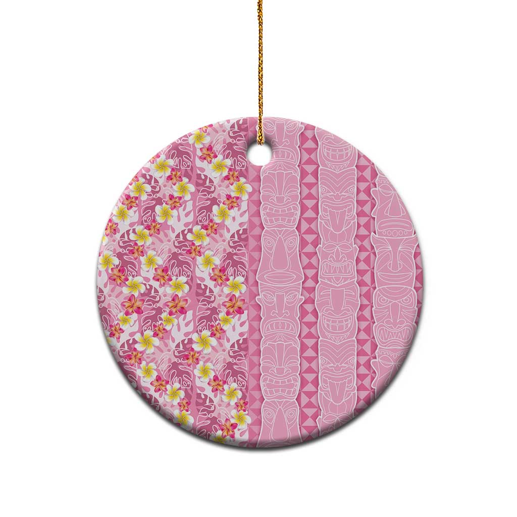 Pastel Magenta Aloha Hawaii Tiki Ceramic Ornament Tropical Plumeria - Seamless Style