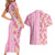 Pastel Magenta Aloha Hawaii Tiki Couples Matching Short Sleeve Bodycon Dress and Hawaiian Shirt Tropical Plumeria - Seamless Style