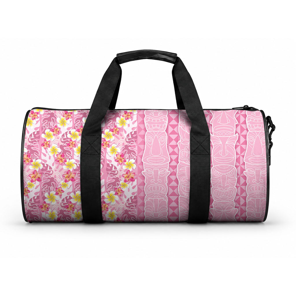 Pastel Magenta Aloha Hawaii Tiki Duffle Bag Tropical Plumeria - Seamless Style LT14 One size Magenta - Polynesian Pride